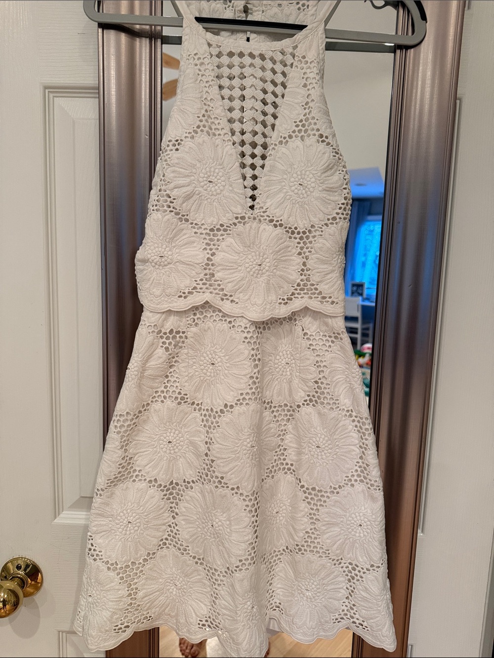 NICHOLAS Cream Textured Dress with Delicate Detailing